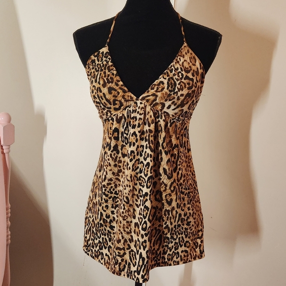 Y2k Forever 21 Leopard Print Halter Top ! - Picture 2 of 7